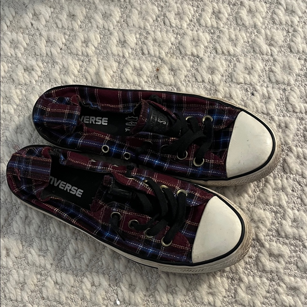 Converse Plaid Sneakers - Red, Black, Blue